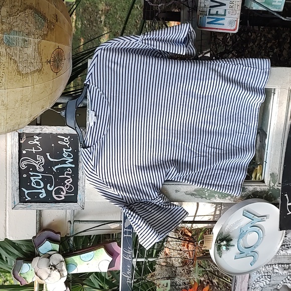 GUC beachlunchlounge navy and white stripe top - Picture 1 of 4